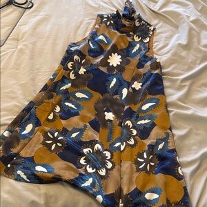 Moon River Blue and Brown Floral Mini Dress